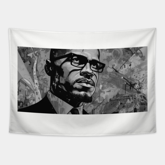 Malcolm X Art Tapestry by UrbanLifeApparel