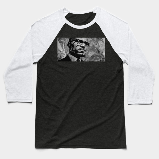 Malcolm X Art Baseball T-Shirt by UrbanLifeApparel