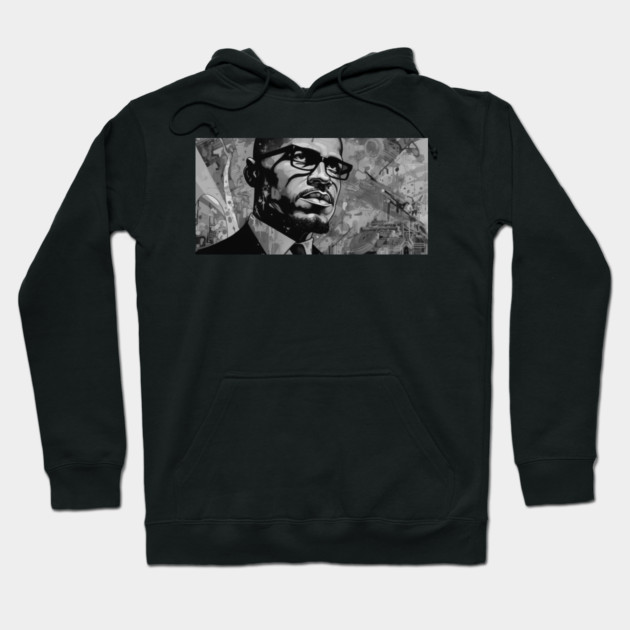 Malcolm X Art Hoodie by UrbanLifeApparel
