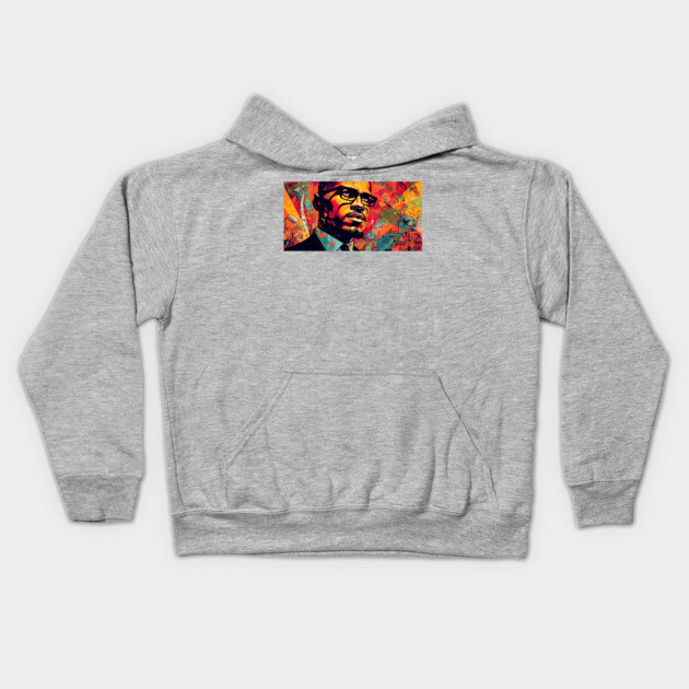 Malcolm X - Color Art Poster Kids Hoodie by UrbanLifeApparel