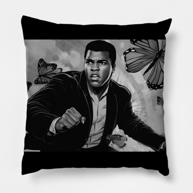 Muhammad Ali - Float like a Butterfly Pillow by UrbanLifeApparel
