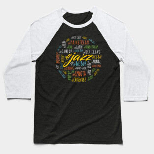 Colorful Jazz Genres Design Baseball T-Shirt