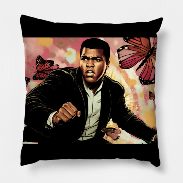 Muhammad Ali - Float like a Butterfly Pillow by UrbanLifeApparel