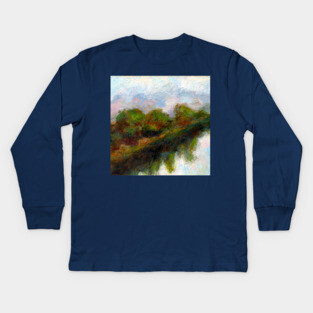 Reflected Trees Landscape Art Kids Long Sleeve T-Shirt
