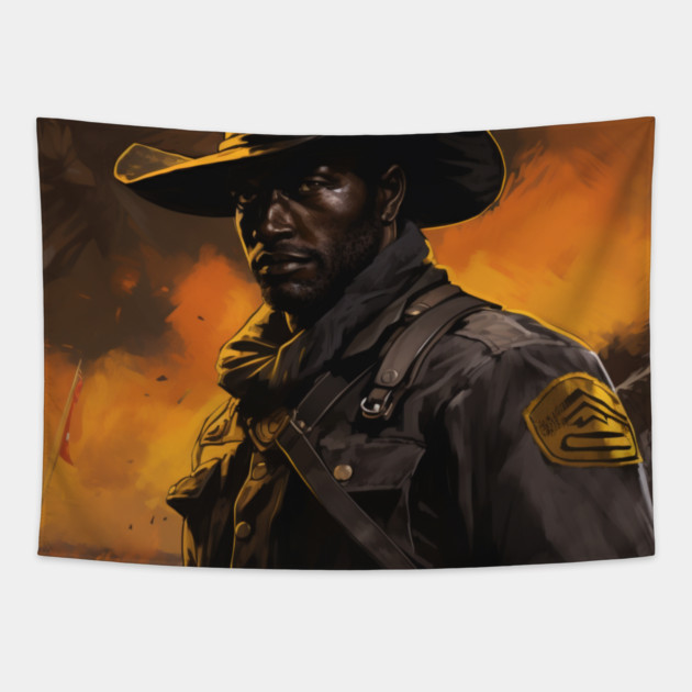 BUFFALO SOLDIERS - Solider Closeup Tapestry by UrbanLifeApparel