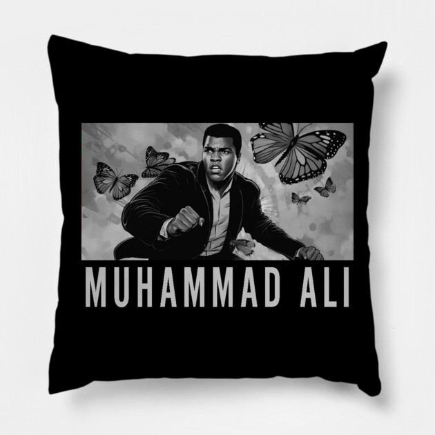 Muhammad Ali - Float like a Butterfly Pillow by UrbanLifeApparel