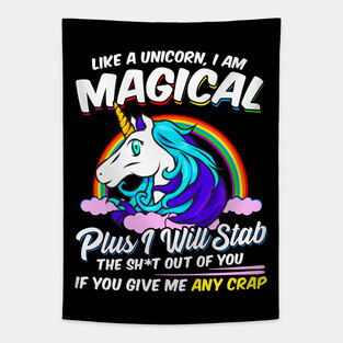 Unicorn Magical Funny Quotes Adult Humor Tapestry