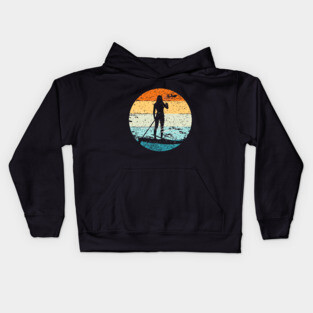 Vintage Retro Style Stand Up Paddle Board Design Kids Hoodie