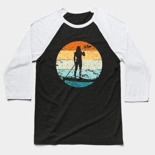 Vintage Retro Style Stand Up Paddle Board Design Baseball T-Shirt