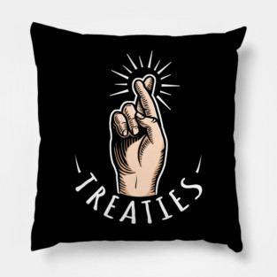 Crossed Fingers White Letter Pillow