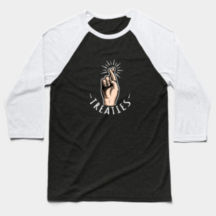 Crossed Fingers White Letter Baseball T-Shirt