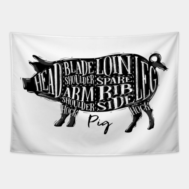 Pork Cuts, Piggy Tapestry by HolidayBug