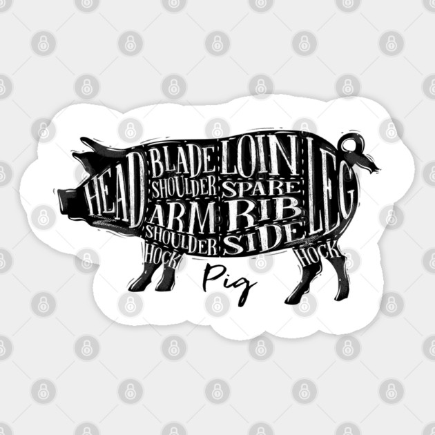 Pork Cuts, Piggy Sticker by HolidayBug