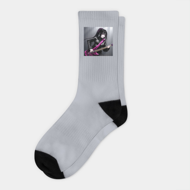 guitar girl Socks by animegirlnft