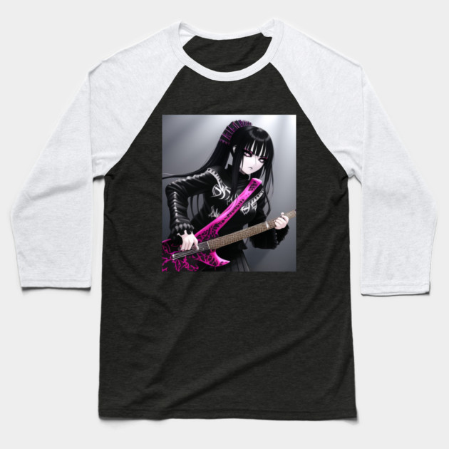 guitar girl Baseball T-Shirt by animegirlnft