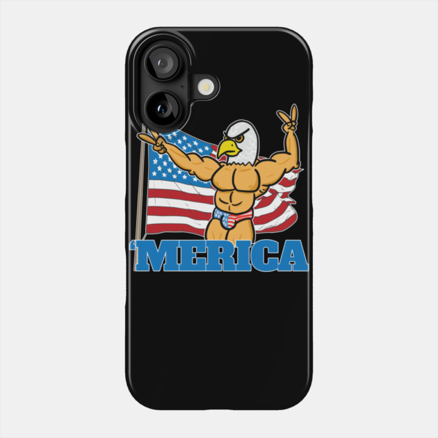 Merica Muscular Bald Eagle America Phone Case by belownormal