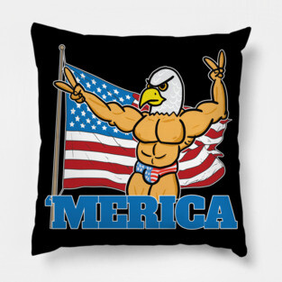 Merica Muscular Bald Eagle America Pillow