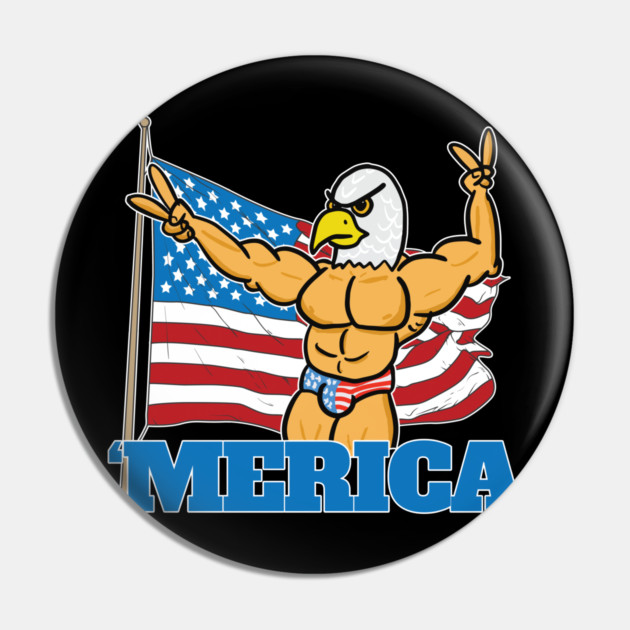 Merica Muscular Bald Eagle America Pin by belownormal