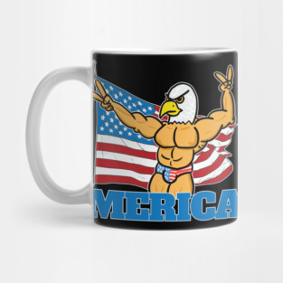Merica Muscular Bald Eagle America Mug