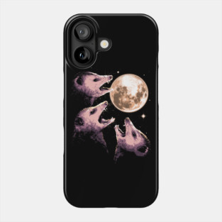 Three Opossums Howling at the Moon Funny Possum 3 Opossum Phone Case