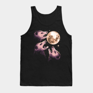 Three Opossums Howling at the Moon Funny Possum 3 Opossum Tank Top