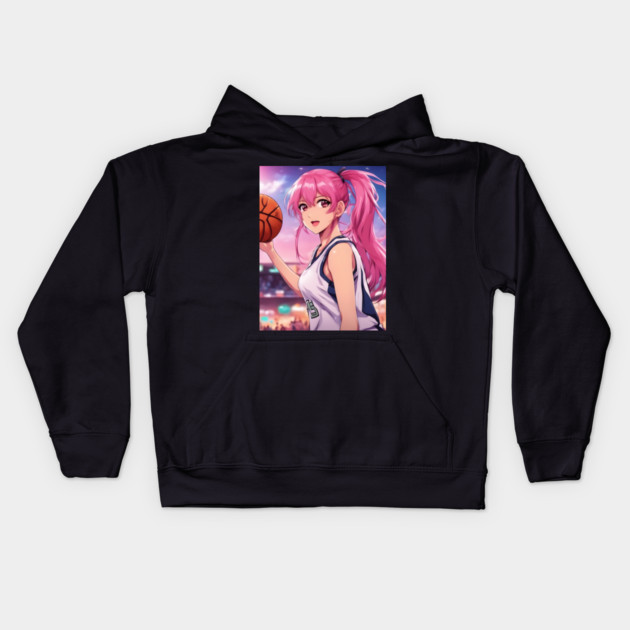 Basketball anime girl Kids Hoodie by animegirlnft
