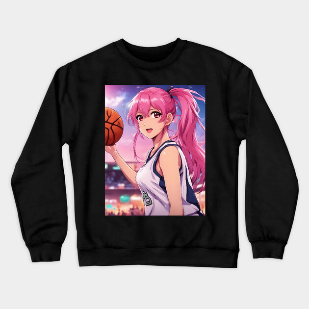 Basketball anime girl Crewneck Sweatshirt by animegirlnft