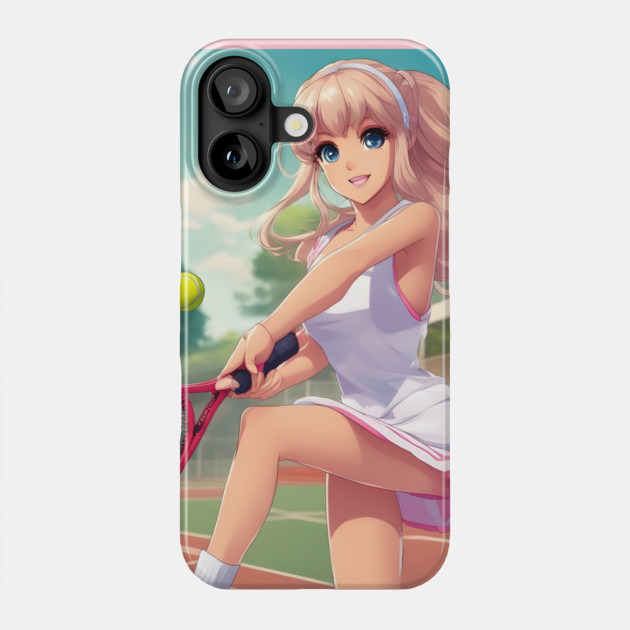anime girl holding a tennis racquet Phone Case by animegirlnft