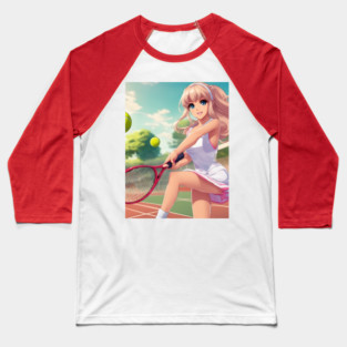 anime girl holding a tennis racquet Baseball T-Shirt