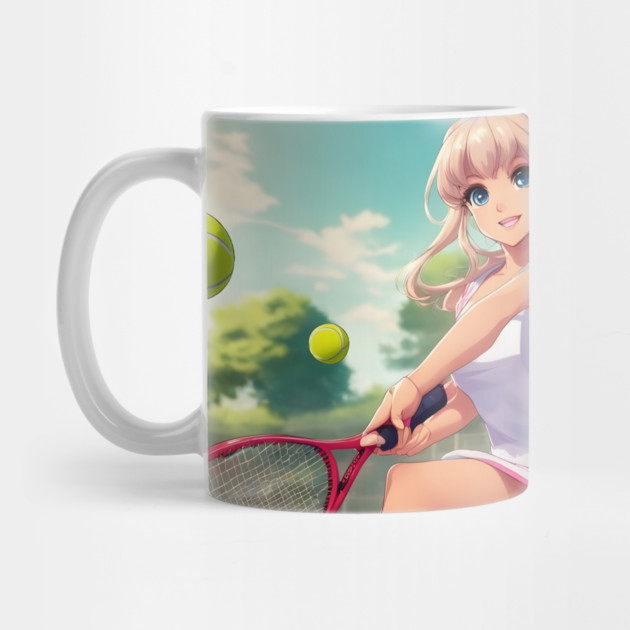 anime girl holding a tennis racquet by animegirlnft