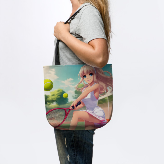 anime girl holding a tennis racquet by animegirlnft