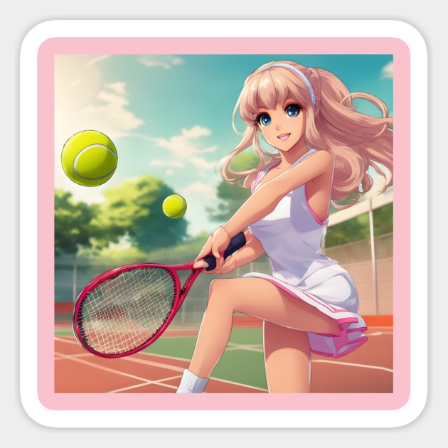 anime girl holding a tennis racquet Sticker by animegirlnft