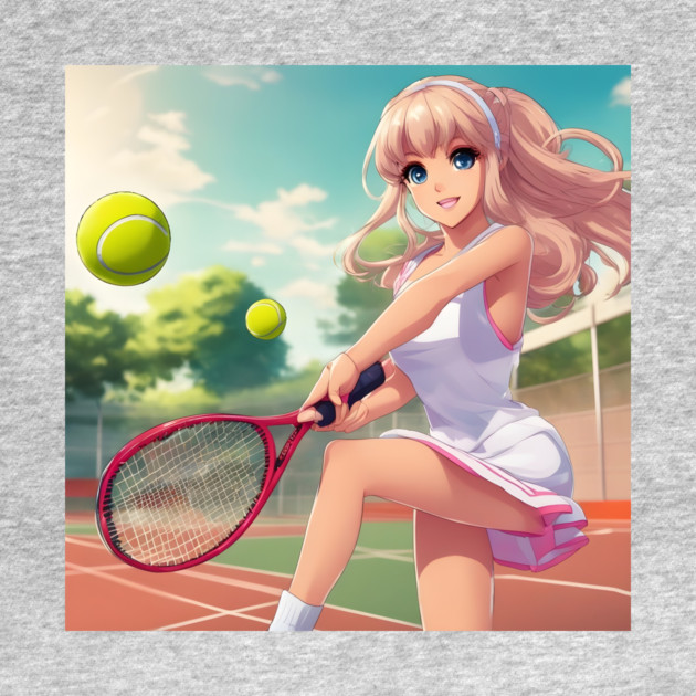 anime girl holding a tennis racquet by animegirlnft