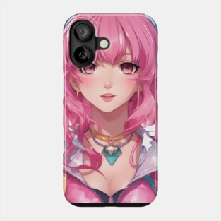 Pink hair anime princess Phone Case