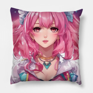 Pink hair anime princess Pillow