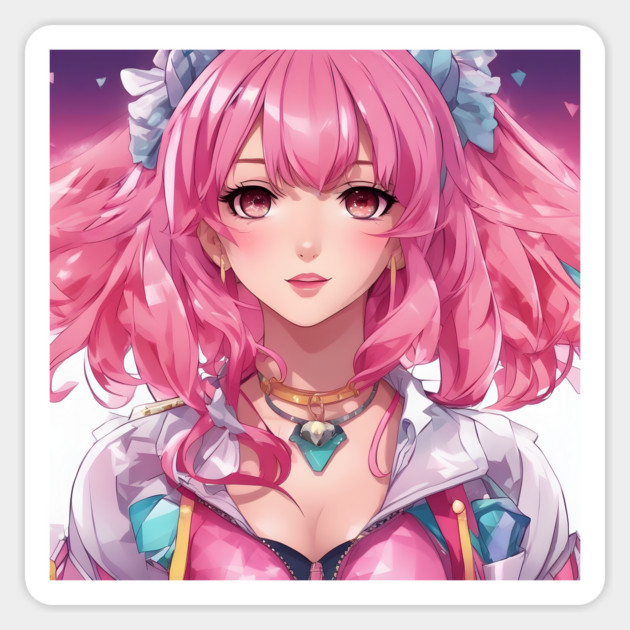 Pink hair anime princess Sticker by animegirlnft