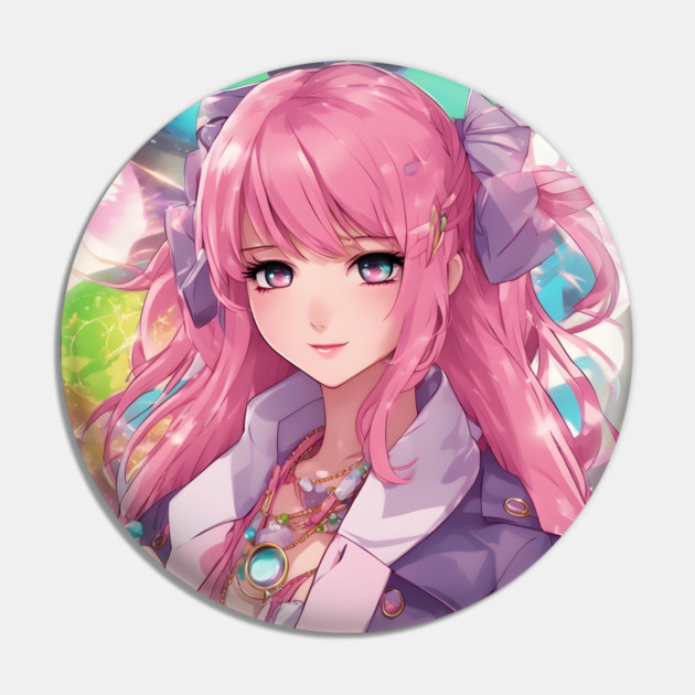 Anime school teenage girl with pink hair Pin by animegirlnft