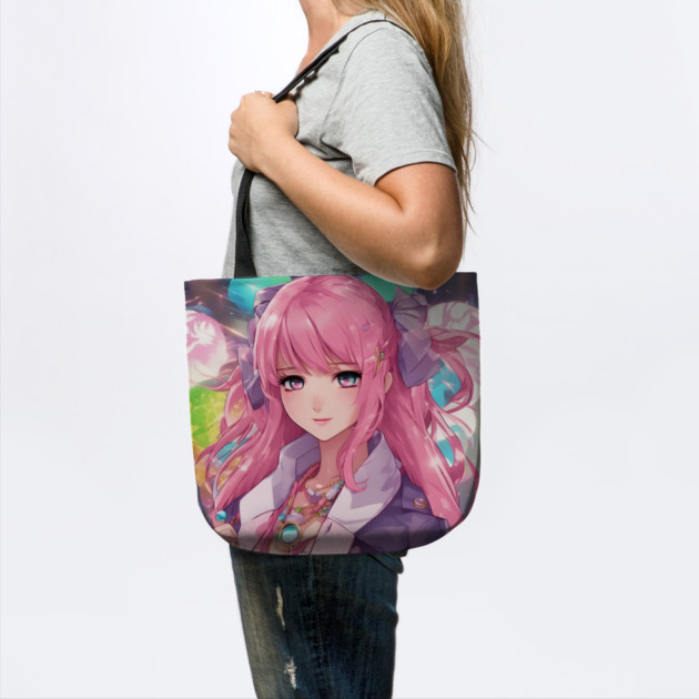 Anime school teenage girl with pink hair by animegirlnft