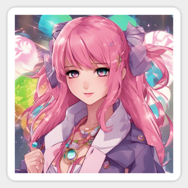 Anime school teenage girl with pink hair Sticker by animegirlnft