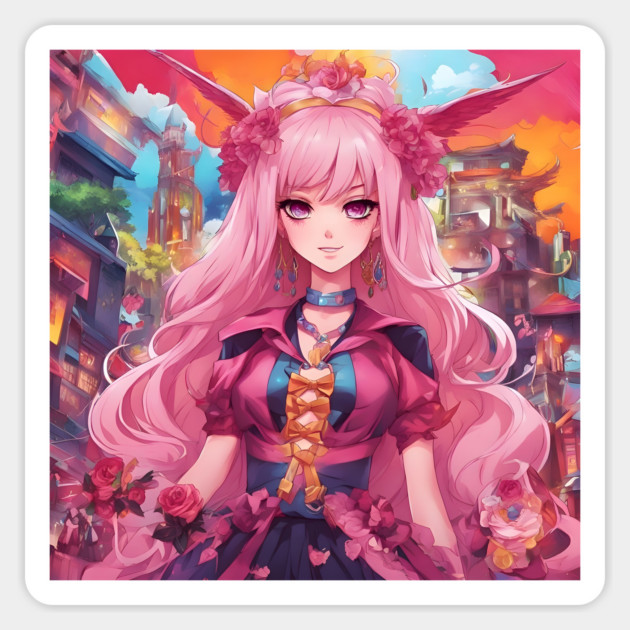 Pink anime party princess Sticker by animegirlnft