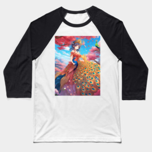 Anime girl peacock wonderful dress gorgeous Baseball T-Shirt