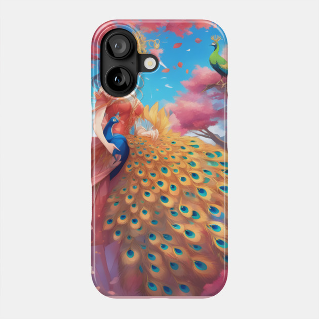 Anime girl peacock wonderful dress gorgeous Phone Case by animegirlnft