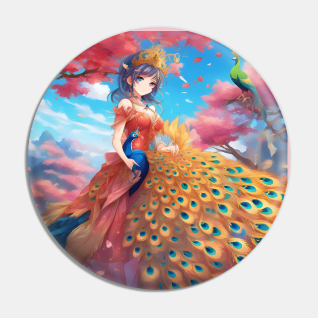 Anime girl peacock wonderful dress gorgeous Pin by animegirlnft