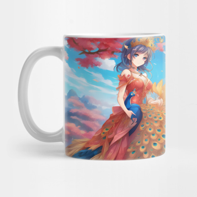 Anime girl peacock wonderful dress gorgeous by animegirlnft