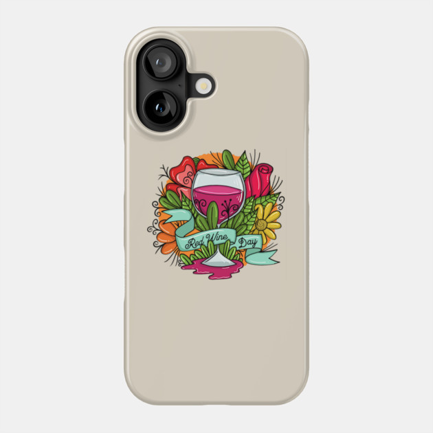 Retro Red Wine Day, floral arsty wine Phone Case by HolidayBug