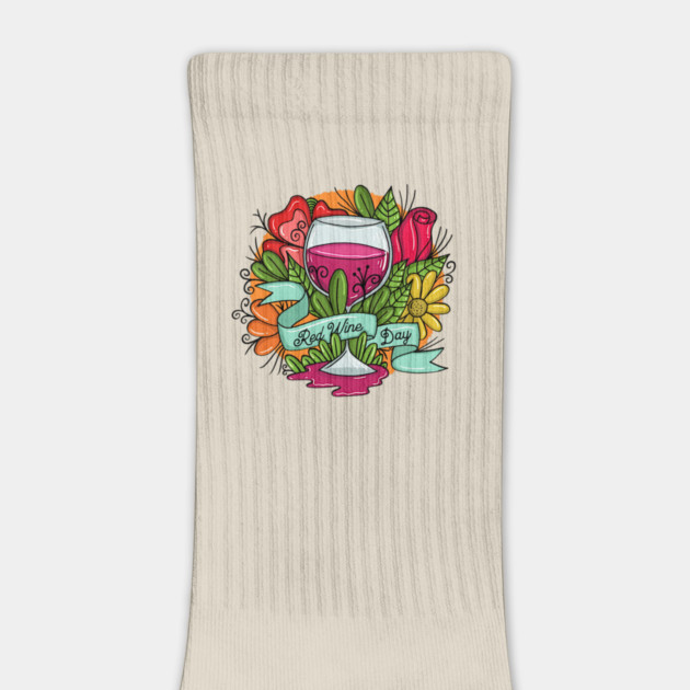 Retro Red Wine Day, floral arsty wine by HolidayBug