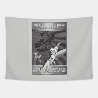 Too fly tinkerbell BW Tapestry