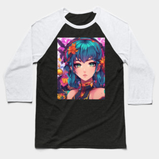 Cute blue hair anime girl Baseball T-Shirt