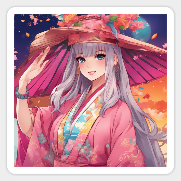 Anime Girl Squad kawaii cute  beautiful hat Magnet by animegirlnft