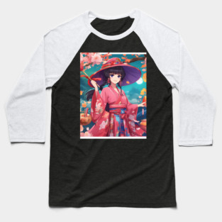 Manga girl  pink hat  dress elegant Baseball T-Shirt